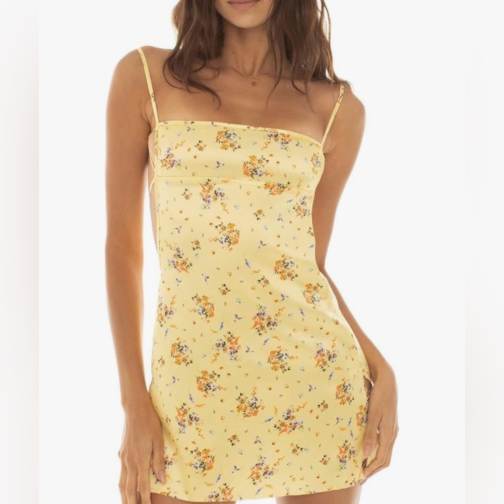 Women Summer Sleeveless Dress Spaghetti Strap Sexy Satin Mini Dress
